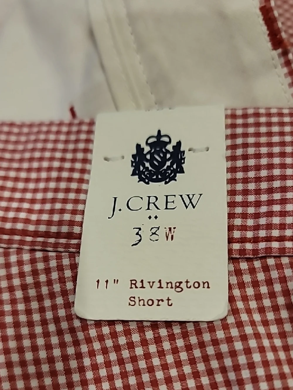 J. Crew Men's Red Micro-Check Flat Front Shorts 38 All Cotton